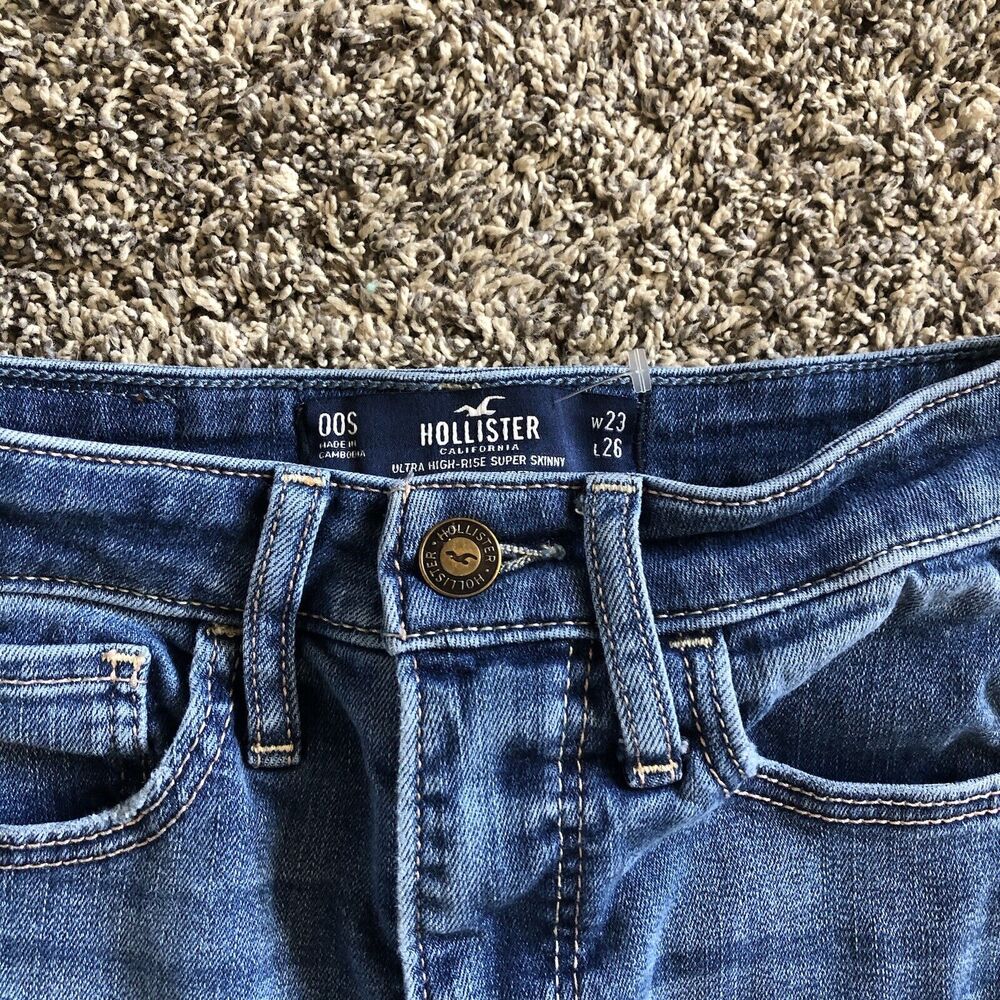 Hollister Ultra High- Rise Super Skinny Medium Wash Girl Jeans Size W 23 L 26 - Picture 2 of 7